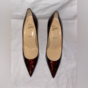 CHRISTIAN LOUBOUTIN KATE 70mm Patent Leather Tortoise Pump SIZE 41